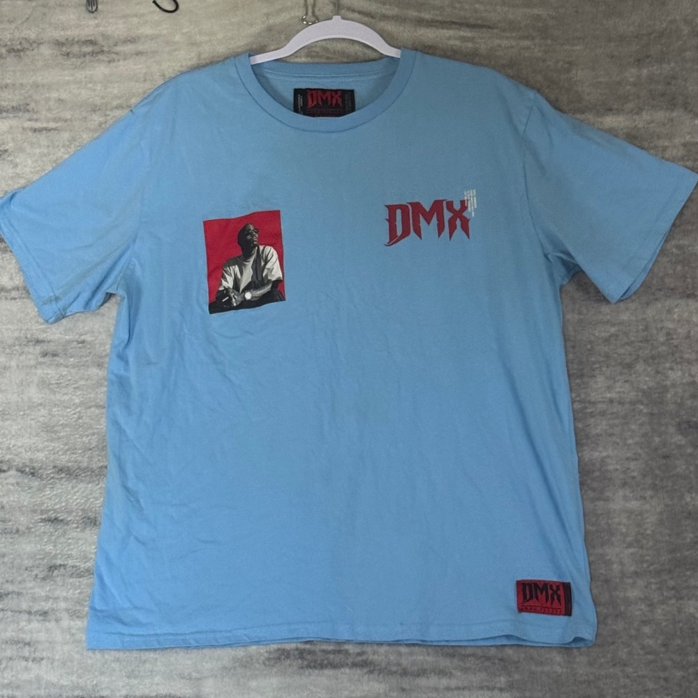 DMX Shoe Palace Mens Graphic T-Shirt Light Blue Earl Simmons Rap Tee Large